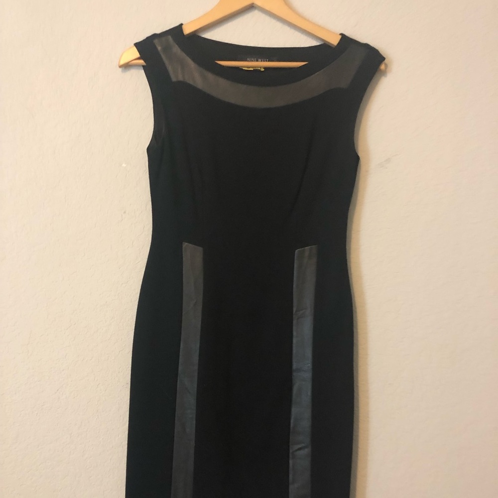 Black dress with leather detail